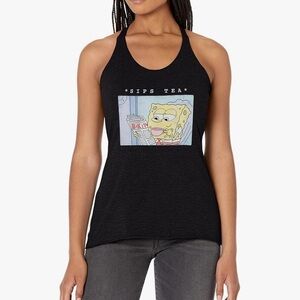 Nickelodeon Spongebob Squarepants Bob Sips Tea Raceback Tank Top